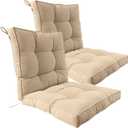 2 Piece Outdoor Patio Chair Cushions, Fade Resistant Outdoor Cushions for Patio Furniture, 6 inch Thickened Rocking Chair Cushions Set (Khaki, 24x24x6 inch - 2 Pieces)