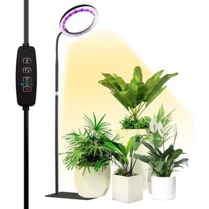 Yadoker Grow Light for Indoor Plants,160 LEDs Full Spectrum Standing Plant Grow Light with 3H/6H/9H Timer,10-Level Brightness, 51" Height Adjustable,Flow Grow Lamp for Tall Large Indoor Plants (One Head with Black)