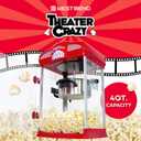 West Bend Stir Crazy Movie Theater Popcorn Popper, Gourmet Popcorn Maker Machine with Nonstick Popcorn Kettle, Measuring Tool and Popcorn Scoop for Popcorn Machine, 4-Qt., Red