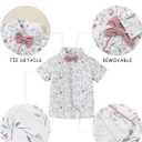DISAUR Boys Suits 3 Pieces Formal Dress Shirt with Bowtie+Suspender Pants Boy Gentleman Outfits Set (Pink, 4-5T)