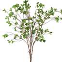 EDIMENS 4 Packs 41.7 Inch Artificial Ficus Branches Faux Stems Eucalyptus Branches Faux Leaf Spray Green Ficus Twig Stems Greenery Stems Faux Branches for Vase Filler Home Office Wedding Decoration