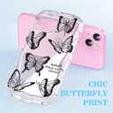 2 x Compatible for iPhone 13 Case, Pretty Butterfly Print Three-Dimensional Wave Clear Case for Girls Women, Soft Full Package Anti-Fall Cover for iPhone 13, Black Butterfly