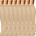 CHARMKING Compression Socks for Women & Men Circulation (8 Pairs) 15-20 mmHg is Best Support for Athletic Running,Cycling (Small-Medium, 09 Beige/Beige/Beige/Beige/Beige)