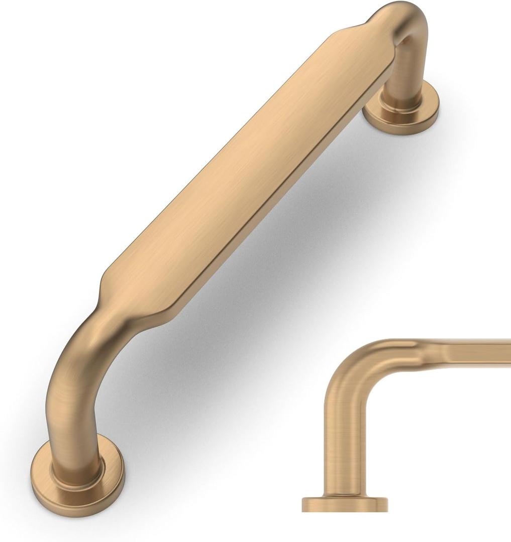 Amerdeco 10 Pack Champagne Bronze Cabinet Pulls 3-3/4 Inch(96mm) Hole Centers Kitchen Cabinet Handles Solid Zinc Alloy Cabinet Hardware Drawer Pulls ZH0051