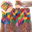 Henoyso 300 Pcs Friendship Bracelets Bulk Handmade Braided String Assorted Colors Thread Bracelets Rainbow Friendship Cords Strand Gifts for Women Birthday Party Favors