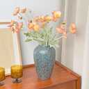 Set of 6 Poppies Flowers Artificial Silk Flowers with Long Stems Faux Wildflowers Bouquet for Vases Oil Pastel Style for Wedding Party Indoor Home Office Decor (Gradient Coral)