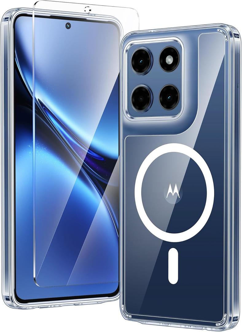 FNTCASE for Motorola Moto G Stylus-2025/Stylus-2026 Case: Clear Magnetic Military Grade Drop Protection Anti Yellowing Cell Phone Cover - Rugged Shockproof Protective Bumper Transparent Cases(Clear)