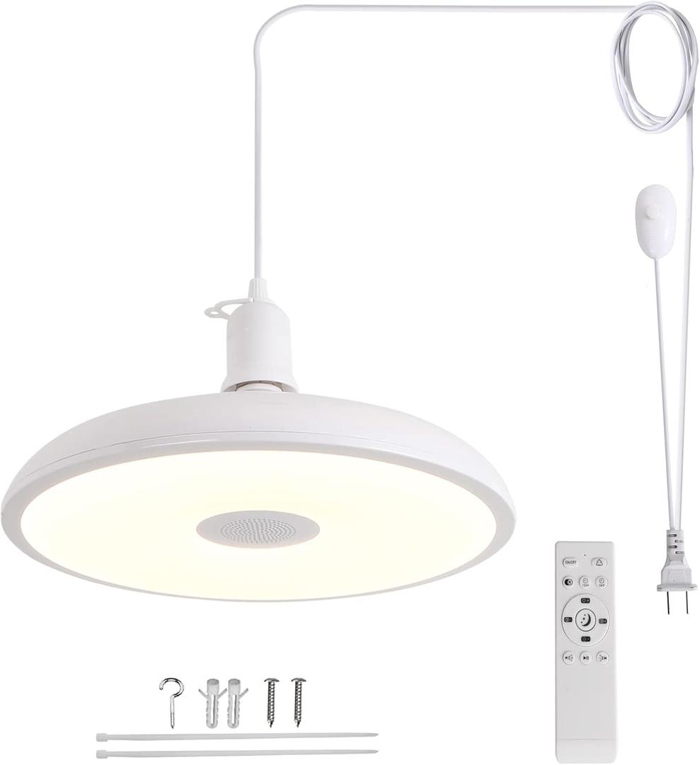 HOREVO Plug in Pendant Light Hanging Light Fixture for Kitchen Island 18W Farmhouse Adjustable Pendant Lighting with Color Change for Kitchen, Bar, Sink, Dining Room, Bedroom, Living Room, Entryway.