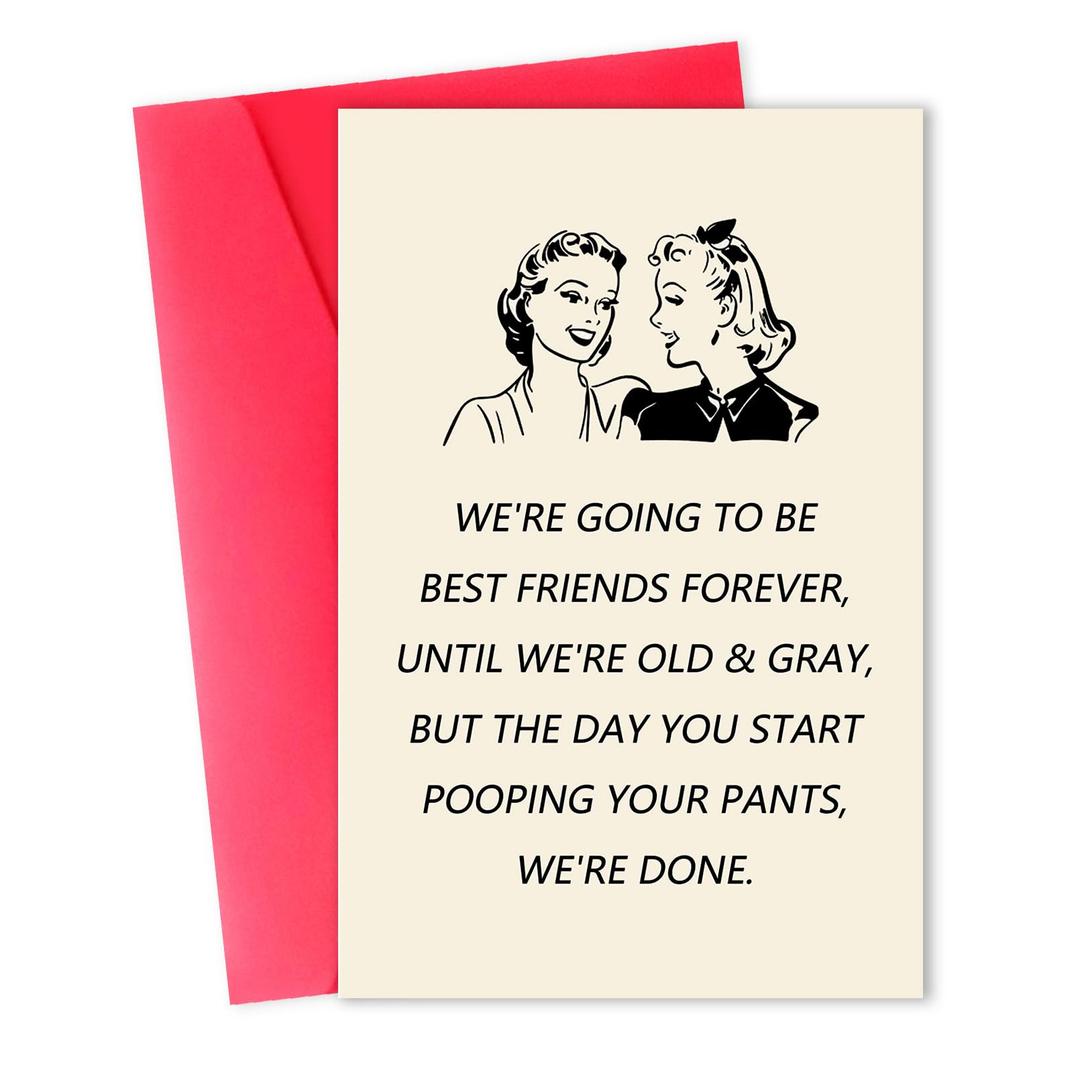 Funny Birthday Card Gift for Best Friend, Humor Friendship Card for Women Her, Sweet Birthday Friendship Gifts Cards for Bestie Sister Bestfriend, Pack Of 10
