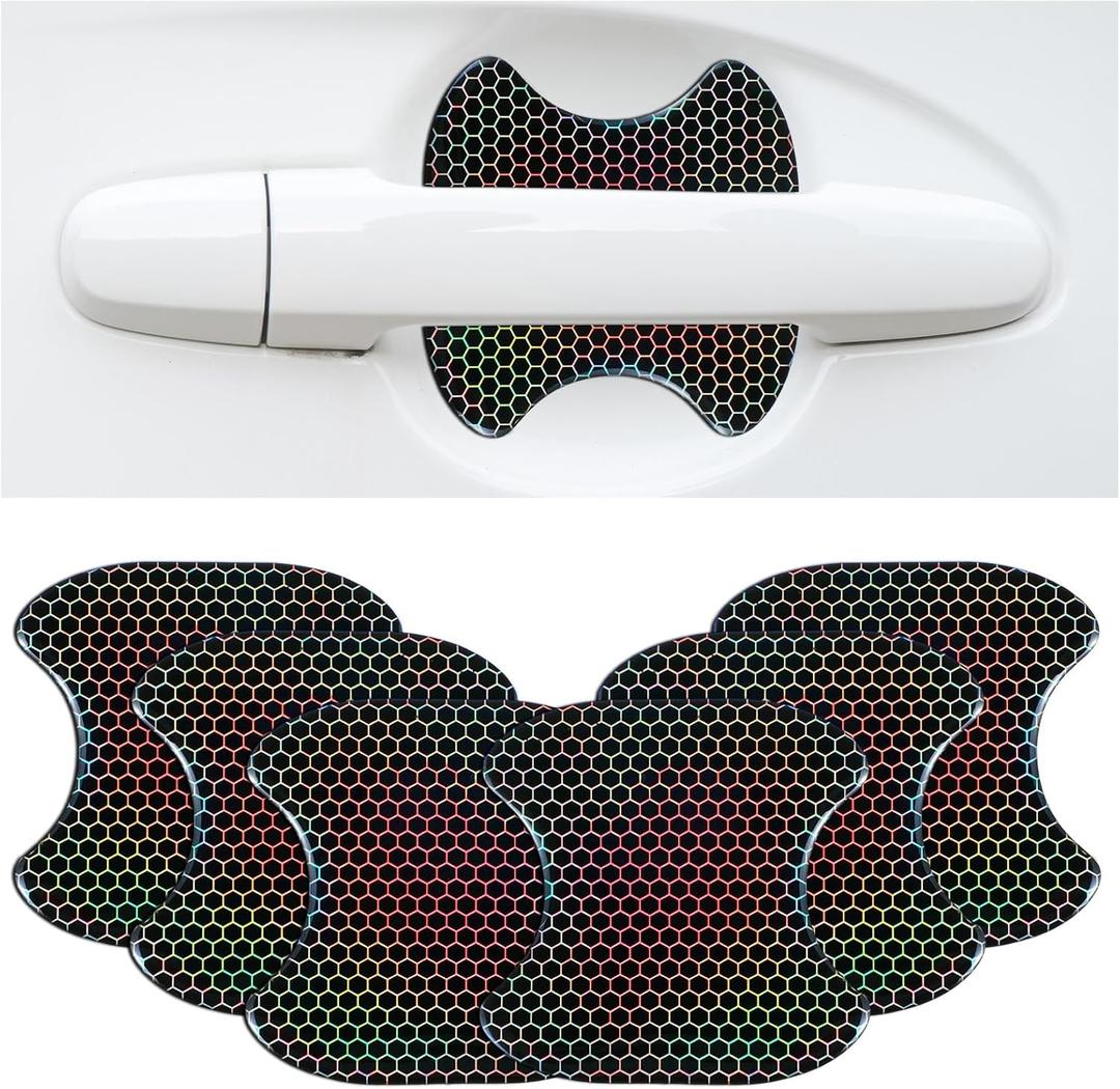 6 Pcs Black Carbon Fiber Car Door Handle Protector, 3D Door Handle Scratch Protector for Vehicles, Universal Cars Accessories for Most Models, Cars Doors Handles Cup Protectors Stickers