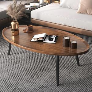 Wooden Coffee Table Rustic Nesting Tables Oval Walnut Coffee Table Modern Sofa Table End Tables for Living Room Home Office Coffee Shop