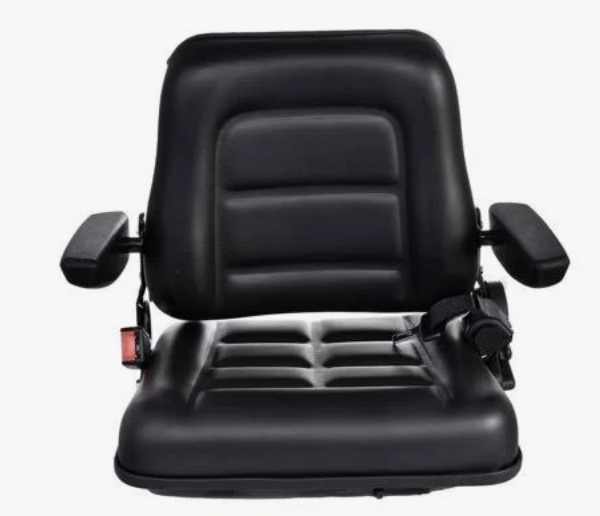 180 Adjustable Tractor Seat with Armrests & Safety Belt - Universal Fit for Riding Lawn Mowers, Forklifts, and Tractors, Black
