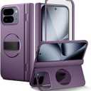 SURITCH for Google Pixel 10 Pro Fold Case with 360 Rotatable Hand Strap Phone Grip Holder & Invisible Kickstand & Screen Protector, Protective Cover for Pixel 10 Pro Fold -Dark Purple