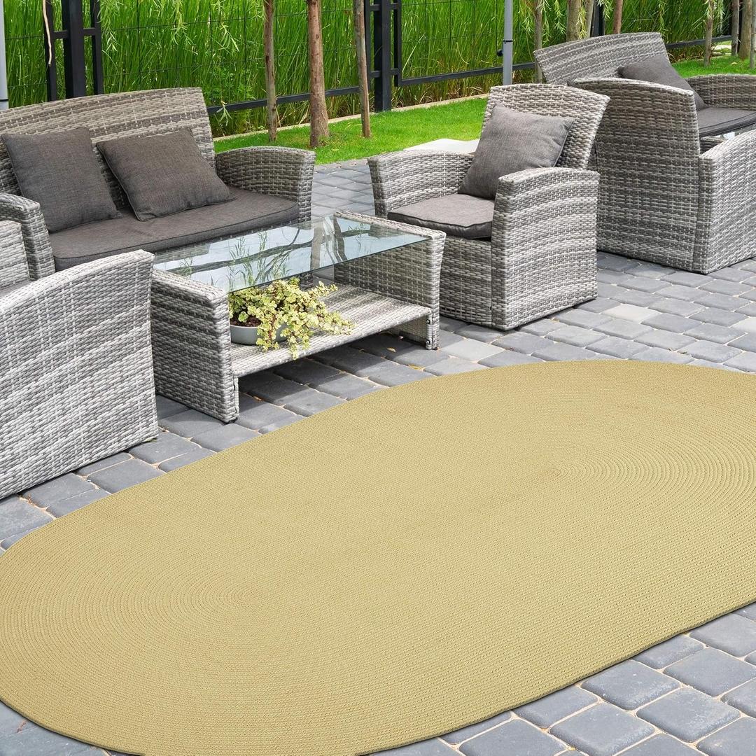 Superior Indoor/Outdoor Area Rug, Reversible Braided Floor Decor for Living Room, Kitchen, Patio, Front Porch, Modern Boho Farmhouse Rugs, Hardwood, Bedroom Accessories, 4' x 6', Cream