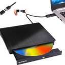 External DVD Drive USB 3.0 Type-C USB Portable Player for Laptop CD DVD +/-RW Disk Drive CD ROM Burner Writer CD/DVD Burner Reader Compatible with Desktop Windows Linux OS Apple MacBook (Black)