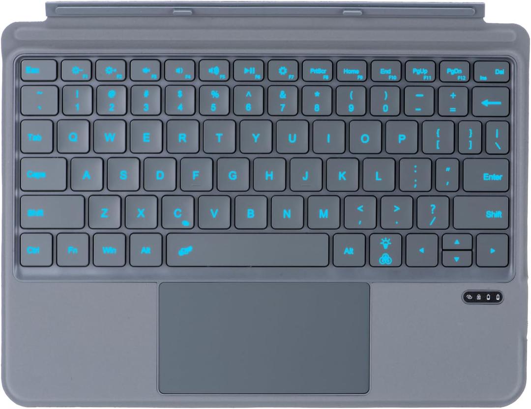 Keyboard for Surface Go 4 2023 / Surface Go 3 2021 / Surface Go 2 2020 / Surface Go 2018, 7-Color Backlight, Magnetic Detachable, Bluetooth Wireless Keyboar with Trackpad, Black Grey (Backlit)
