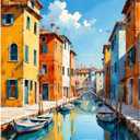Venice Canal Paint by Numbers Kit for Adults - DIY Watercolor Scene Painting on Canvas 16x20 Inches, Acrylic Paint Set, Suitable for Beginners, Ideal for Home Decoration or Gifts