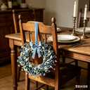 4 Pcs Small Blue Daisy Flower Hanging Wreaths for Cabinets with White Floral Eucalyptus Leaves Lavender Artificial Grains Mini Candle Rings Wreath for Home Front Door Farmhouse Coastal Blue Porch