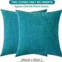 GAWAMAY Decorative Square Throw Pillow Covers Set of 2 for Sofa ,Super Soft Chenille Farmhouse Pillowcases for Living Room Bedroom Home Decoration Couch Cushion Cover Teal 50x50cm/20x20 Inch