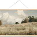 VIYYIEA Extra Large Canvas Wall Art, 36x54 Inch Vintage Landscape Painting, Neutral Pastoral Nature Wall Decor for Living Room or Bedroom, Above Sofa (Meadow & Sky)