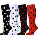 SATINIOR 4 Pairs Knee Long High Socks Polka Dot Knee Stocking for Halloween Accessories Holiday Outfits(Classic Colors)