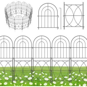 Decorative Garden Fence, No Dig Rustproof Metal Wire Fencing Border Animal Barrier, Flower Edging for Landscape Patio Yard Outdoor Decor (XK-12PACK)
