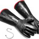 BBQ Gloves - 1472F Thicken Heat Resistant Gloves w/S-Hook 14 in Kitchen Oven Mitts Waterproof Grill Gloves Oil Resistant Grilling Gloves Cooking Gloves for Turkey Fryer/Baking/Oven/Smoker (Black)