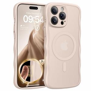 TAURI Magnetic for iPhone 16 Pro Max Case, Cute Wavy Design [Full Camera Protection] [Compatible with Magsafe] Anti-Slip Translucent Matte Case for iPhone 16 Pro Max for Women Girls, Desert