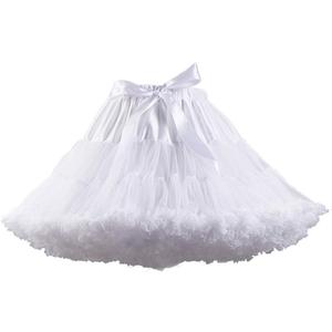 Women's Elastic Waist Chiffon Petticoat Puffy Tutu Tulle Skirt Princess Ballet Dance Pettiskirts Underskirt (White)