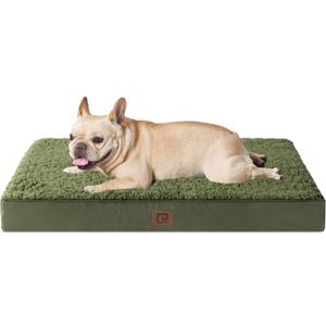 EHEYCIGA Orthopedic Foam Dog Bed, Medium, 30"L x 20"W x 3.5"Th, Dark Green