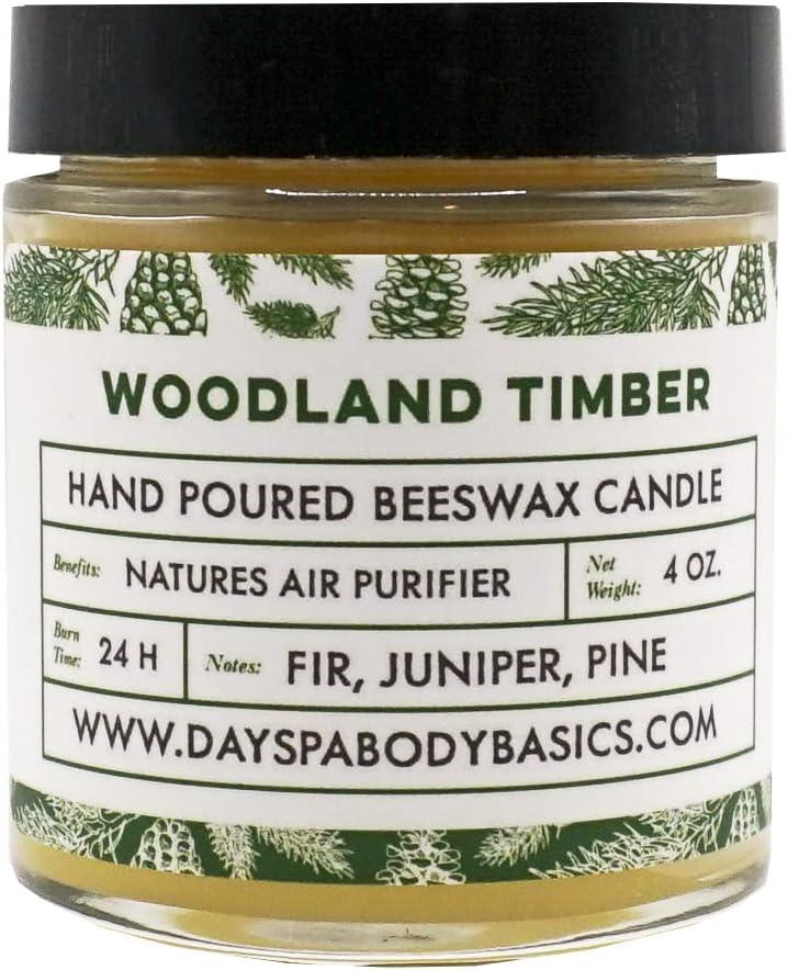 Woodland Timber Beeswax Candle - Clean Burning, Non-Toxic, Non-Allergenic - Handmade in USA