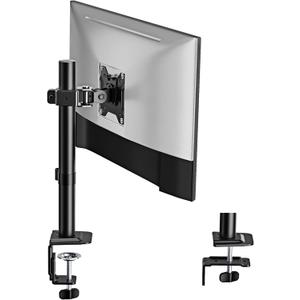 monTEK Single Monitor Stand, Stable Monitor Arm for 17-32 inch& 22lbs Capacity Screen, Height Adjustable Desk Mount with C Clamp and Grommet Base, VESA 75 * 75MM/ 100 * 100MM