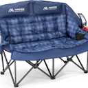 Huskfirm Padded Double Camping Chair High Back 2 Person Camping Chair Oversized Camping Loveseat Support 800LBS Heavy Duty Camping Couch with Cup Holders, Cooler, Carry Bag, Blue, 3.45 Ft ч 0.8 Ft