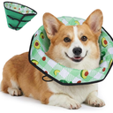 Soft Dog Cone Collar After Surgery: Foldable Long Comfortable Comfy Fabric Recovery Shame Elizabethan Stop Licking Dogs (Green, L) 