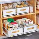 Pull out Cabinet Organizer Fixed with Adhesive Nano Film,Heavy Duty Slide out Pantry Shelves Drawer Storage,Sliding Mesh Cabinet Basket with Handle for Kitchen, Bathroom,Home, 11.8W"X 15.7D"X6.2"H