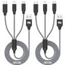 Multi Charging Cable 10ft 2Pack 3 in 1 Charger Cord, Long Multiple Rapid Nylon Braided Cable USB Charging Cable Multi Phone Charger Cord with Type C Micro Lightning USB Connectors for Cell Phones