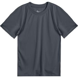 Kanu Surf Boys' Short Sleeve UPF 50+ Rashguard Swim Shirt (6, Solid Charcoal)