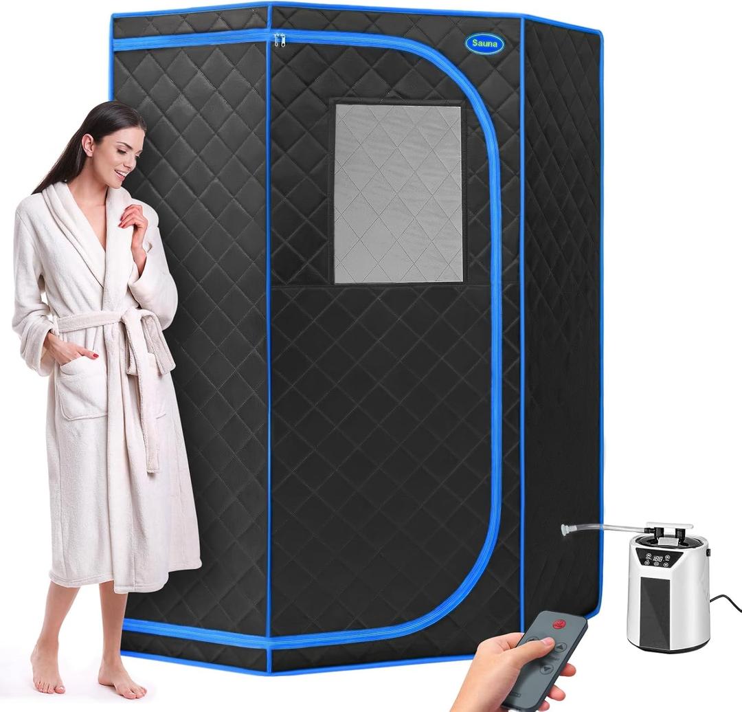 Sauna Tent, Full Body Portable Sauna for Home, Pentagon Sauna Tent with 3L 1000W Steam Generator, Remote Control, Folding Chair, 38'' x 38'' x 63''