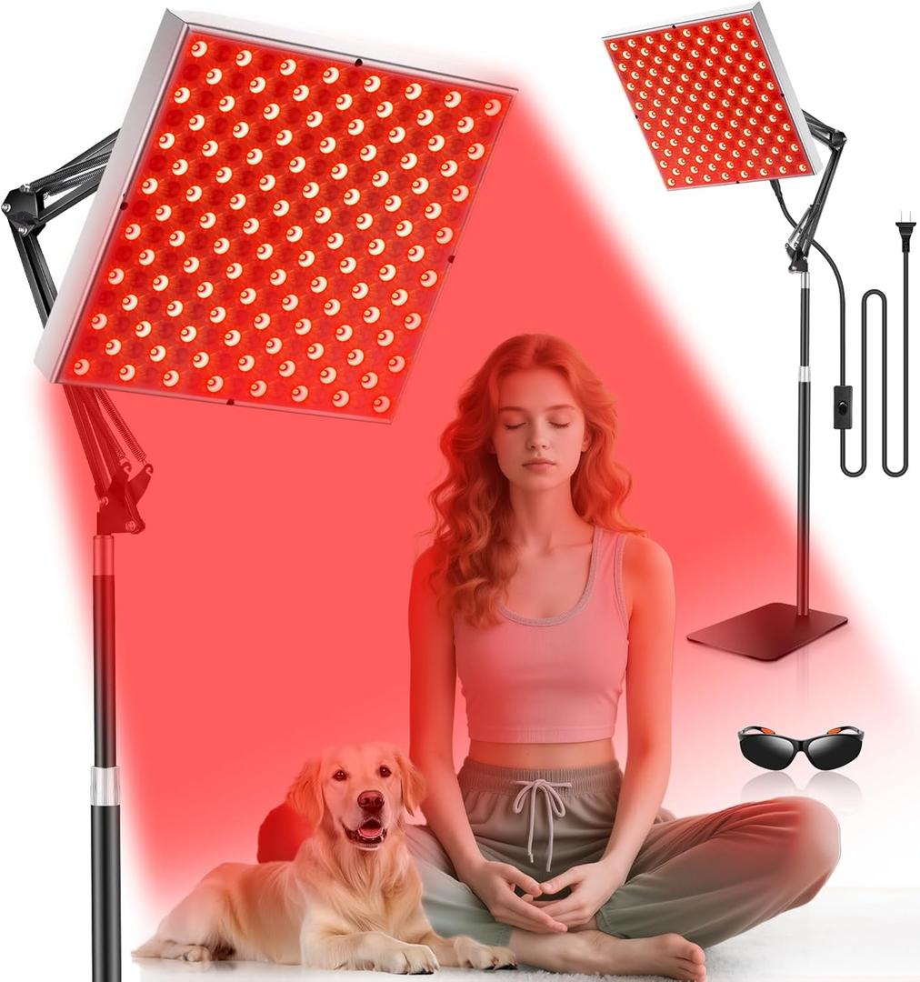 Red Light Therapy for Full Body and Face, 45W Large Panel 225pcs 660nm 850nm Infrared Light Redlight Therapy Lamp for Home/Office Use, 360 Adjustable Stand with Desktop Clamp (59cm)