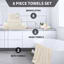 Cosy Family Microfiber 8-Piece Towel Set, 2 Bath Towels, 2 Hand Towels, and 4 Wash Cloths, Ultra Soft Highly Absorbent Towels for Bathroom, Gym, Hotel, Beach and Spa (Cream)