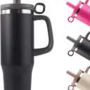 40oz Tumbler, Insulated Stainless Steel Water Bottle with Straw, Cover Cap, Leak Proof Travel Tumbler with Handle, BPA-Free, Cupholder Friendly, Gifts for Women & Men, Black