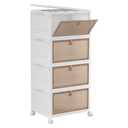 YFXCVSL 4 Tier Plastic Storage Bins with Lid 28QT - Stackable Storage Containers with Wheels, Folding Storage Boxes, Collapsible Storage Bins, Closet Organizers and Storage