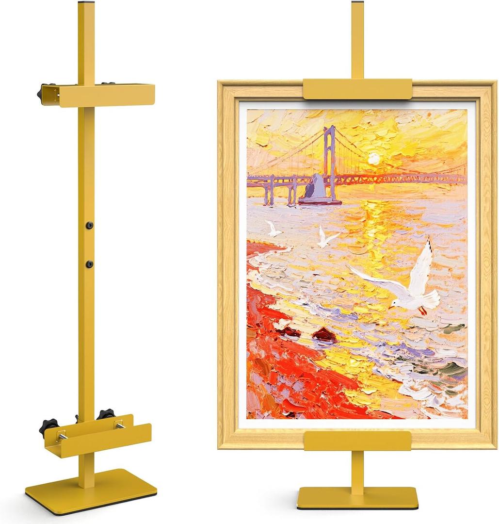 Tabletop Easel Stand Picture Easels for Display Up to 29.7" H Gold Picture Frame Stand Table Top Easel Metal Picture Easel for Photos, Painting, Artwork, Books (Base: 1.32 lbs)