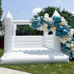 Inflatable White Bounce House Castle, 13x13x10ft Large Jumper PVC Bouncy House with Blower for Toddler Kids and Adults Indoor or Outdoor Wedding Birthday Party