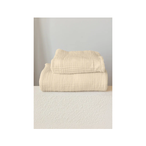 Ultra Soft Muslin Towel Adult Set, 100% Turkish Cotton 4-Layer 2 Pieces Luxury Muslin Hand & Bath Towels Sets for Bathroom (Natural, 1 Bath & 1 Hand Towel Set)
