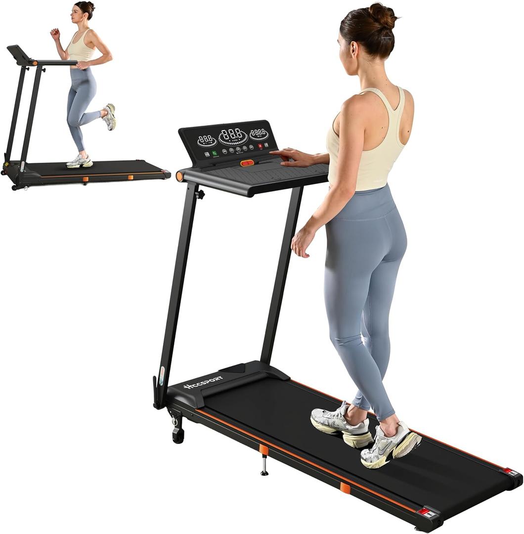 Foldable Treadmill with Incline Treadmill with Home Removable Desk Workstation 3.0 HP 3 in 1 Folding Small Compact Walking Treadmills 300 Lbs Capacity for Home Office (TouchScreen without remote - 9% Incline)