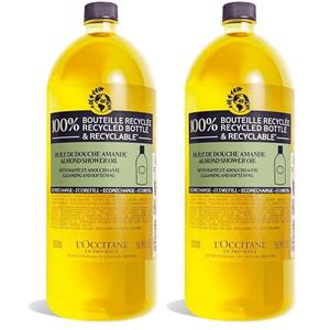 L'OCCITANE Cleansing & Softening Almond Shower Oil, Body Wash & Shaving Base Purifies & Smooths Without Drying Skin, Milky Lather, Nourishing Skincare (16.9 Fl Oz Refill (Pack of 2))