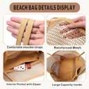 Mesh Beach Tote with Zipper Pockets,with a pair of Sunglasses