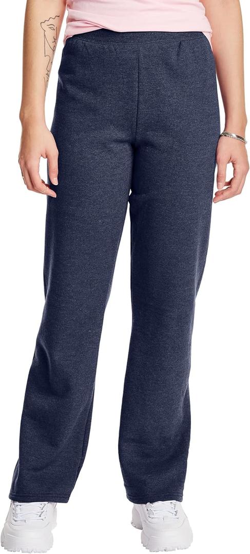 Hanes Women's Sweatpants, EcoSmart Fleece, Pocketless Open-Bottom Sweatpant, Regular & Petite (Medium, Navy Heather)