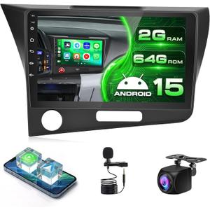 Car Radio for Honda CRZ 2010-2016: [2G+64G] 9 inch Car Stereo with Wireless Carplay Android Auto, Touch Screen Upgrade for Honda CRZ with FM RDS Mirror Link 28UI + Backup Camera